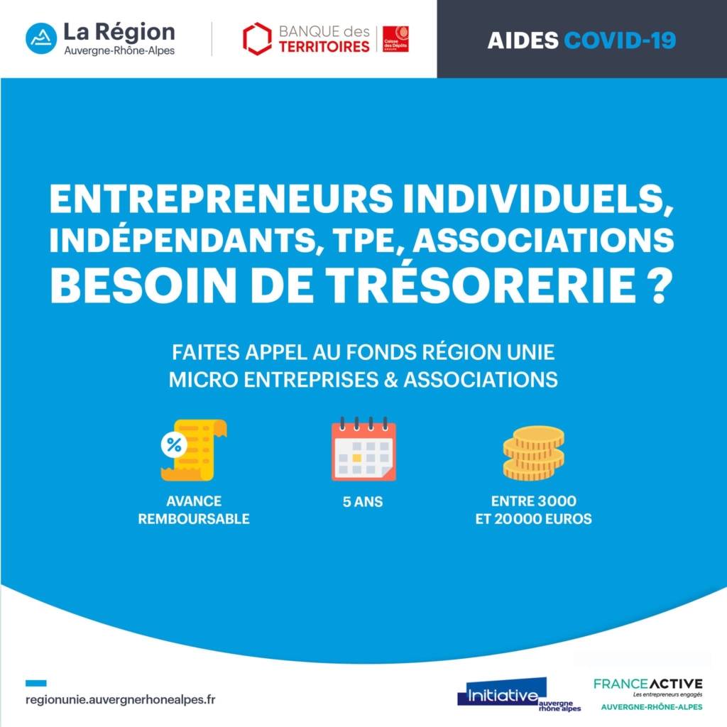 AIDE AUX ENTREPRISES COVID-19 : Région Auvergne-Rhône-Alpes 👋🏻Fonds Région Unie